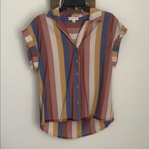 Multicolor striped hi-low shirt
